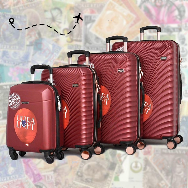 Комплект от 4бр лускозни авио куфари здрави и практични TRAVEL - RED 8131