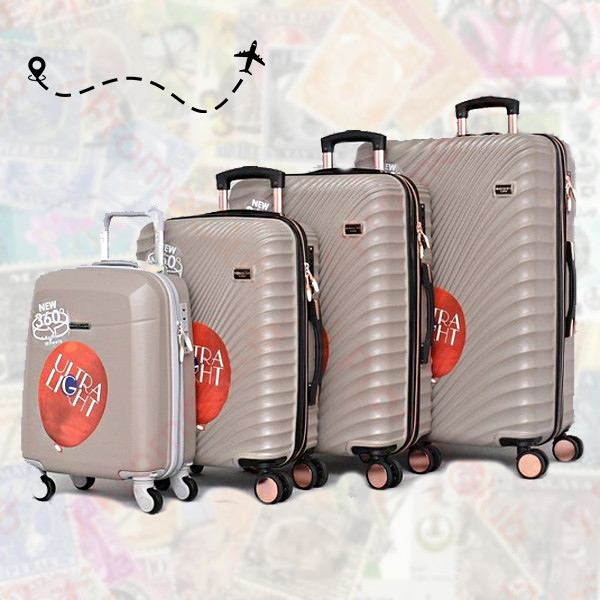 Комплект от 4бр лускозни авио куфари здрави и практични TRAVEL - CREAM 8131