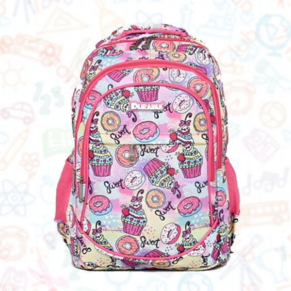 Ученическа голяма раница DURABLE, цветна и практична - DONUTS 1373
