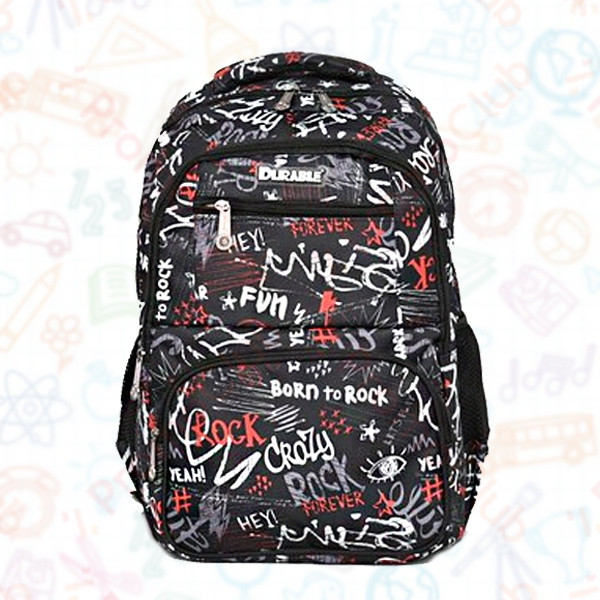 Ученическа голяма раница DURABLE, удобна и практична  - BLACK GRAFFITI 1839
