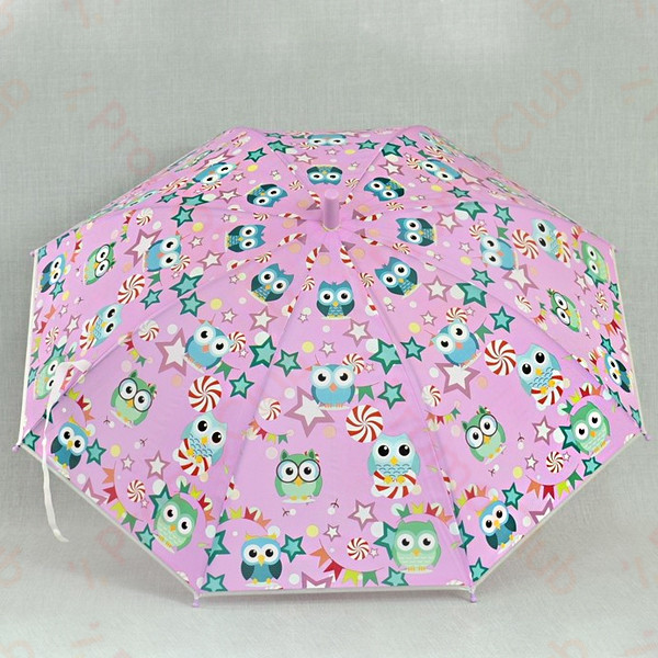 Цветен детски чадър от бързосъхнеща материя OWLS - PINK 41489