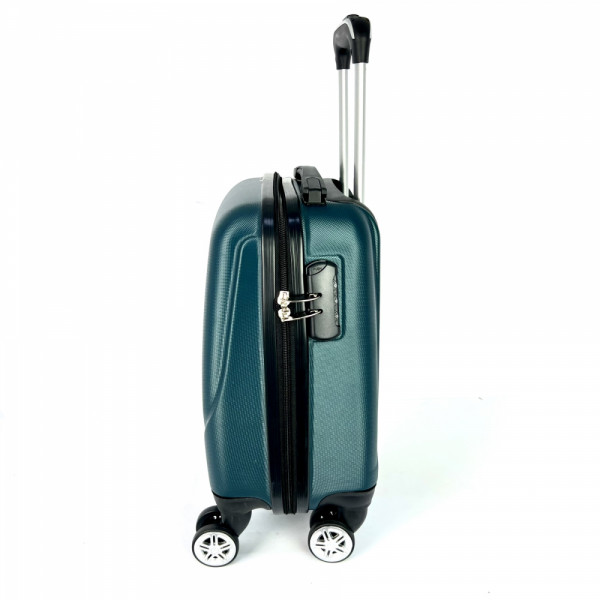 Твърд авио куфар - спинър ABS SMILE PETROL GREEN, 4 колела, заключване с шифър, 44 x 30 x 20 см