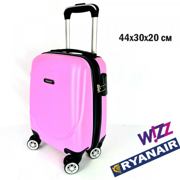 Твърд авио куфар - спинър ABS SMILE BARBIE PINK, 4 колела, заключване с шифър, 44 x 30 x 20 см