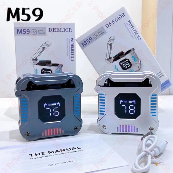 Stereo Безжични Слушалки M59 DEELIOR с Bluetooth 5.3 Touch Control и Зареждаща Кутия