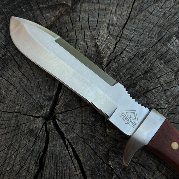 Голям тактически нож PUMA TEC за лов, туризъм, къмпингуване, солидна кожена кания