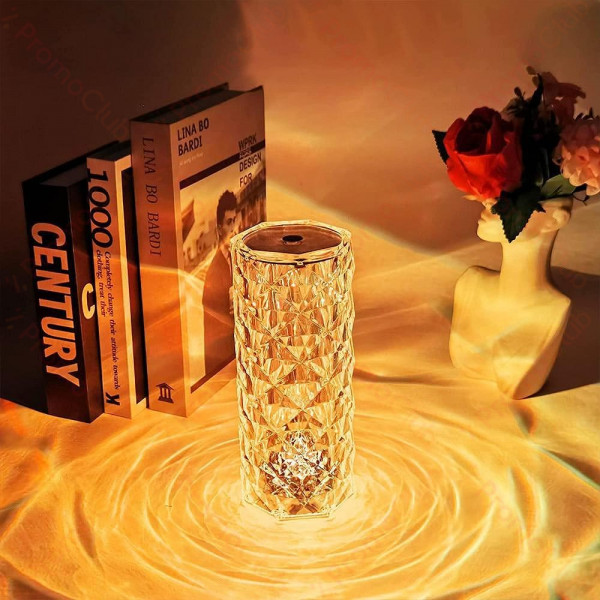 Кристална LED настолна лампа DIAMOND TABLE LAMP 1702 с дистанционно управление и включване с докосване, RGB