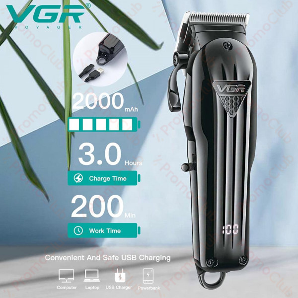Тример за подстригване и оформяне VGR V-282 с дисплей - за стайлинг, оформяне на бради, вежди и прически