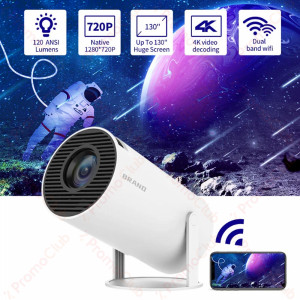 Смарт проектор HY300 - Домашно кино 4K, Андроид, до 130инча, 120ANSI лумена,...