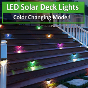 4бр RGB соларна LED лампа за стълби, парапети, тераси,...