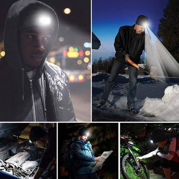 КЛУБНА ОФЕРТА: АВАРИЙНА зимна шапка с LED челник, WHITE, 3 режима на работа