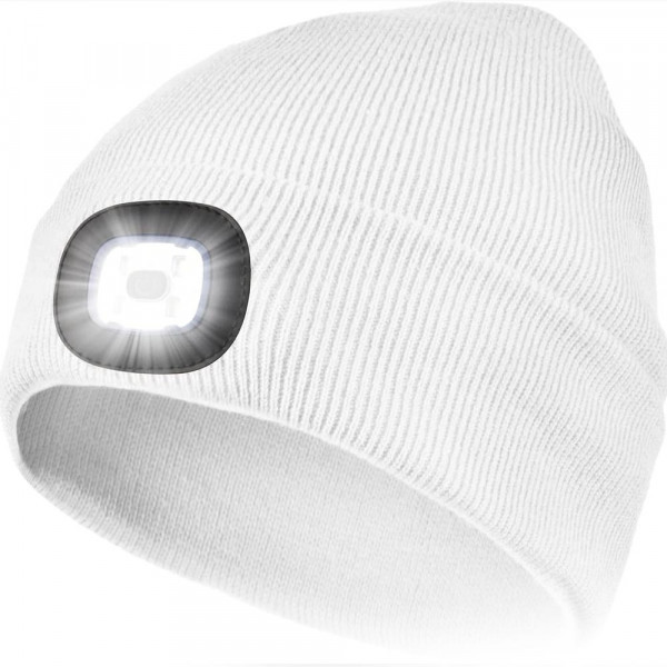 КЛУБНА ОФЕРТА: АВАРИЙНА зимна шапка с LED челник, WHITE, 3 режима на работа