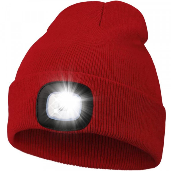 КЛУБНА ОФЕРТА: АВАРИЙНА зимна шапка с LED челник, RED, 3 режима на работа