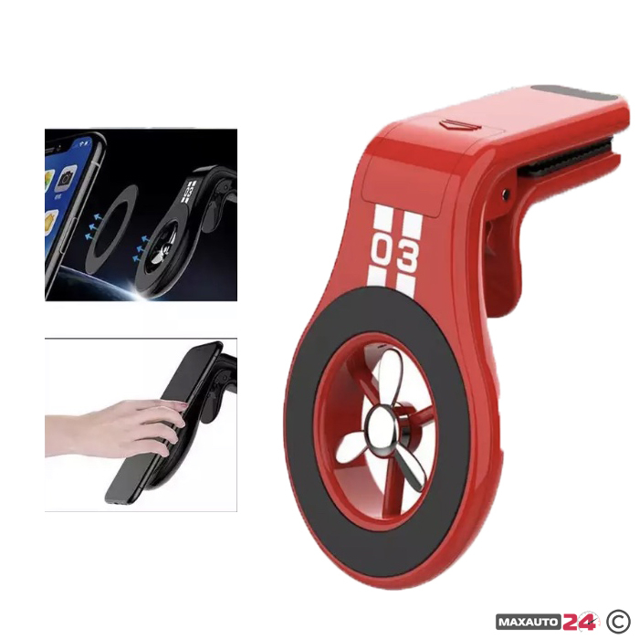 Магнитна поставка за телефон + ароматизатор - 1673 червена
