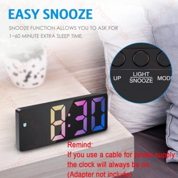 КЛУБНА ОФЕРТА: Дигитален цветен  LED часовник GH0725 - аларма, светещ