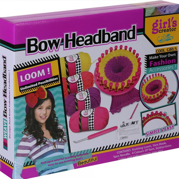 Детски стан за плетене 283 с кука и конци за плетене - BOW HEADBAND