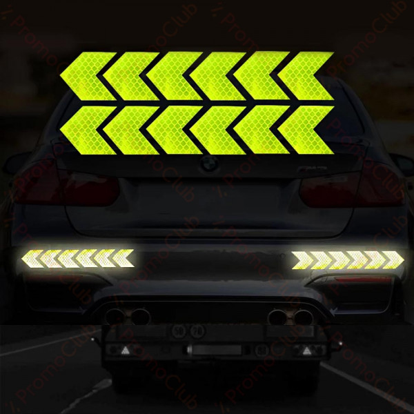 12бр Светлоотразителен самозалепващ се стикер за автомобил – А-3322, YELLOW