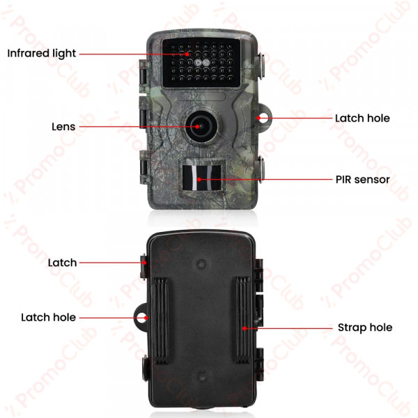 Инфрачервена ловна камера за нощно виждане - TFT екран, Full HD 1080p, Нощно виждане, Водоустойчива, Сензор за движение, Камуфлаж