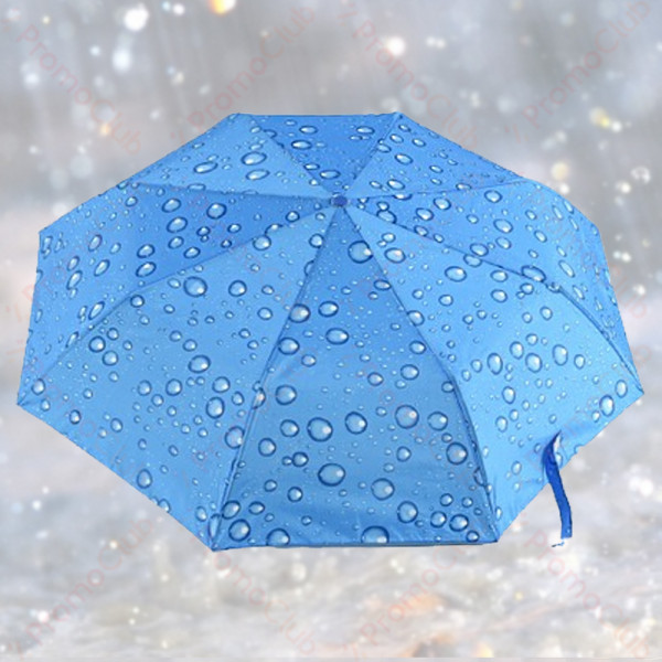 Дамски цветен и удобен, ветроустойчив чадър с механично отваряне -  светлосин 21882