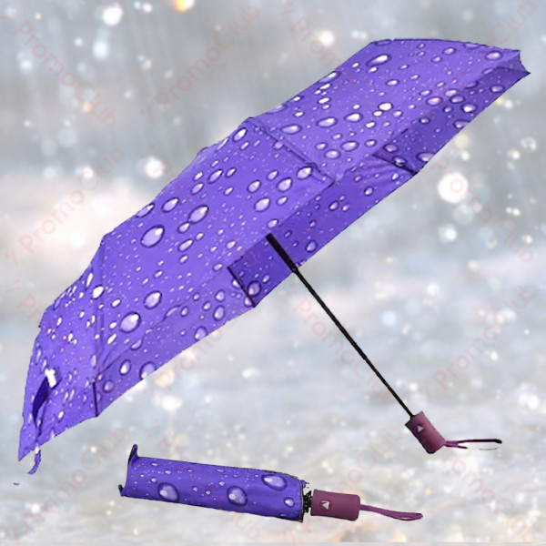 Дамски цветен и удобен, ветроустойчив чадър с механично отваряне -  лилав 21882