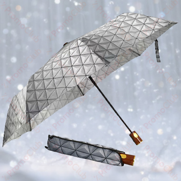 Дамски цветен и удобен, ветроустойчив чадър с механично отваряне -  Сив 2112