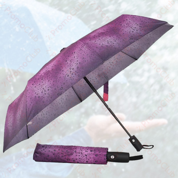 Ветроустойчив цветен дамски чадър с двупосочен автомат RAINDROP - PURPLE 3907