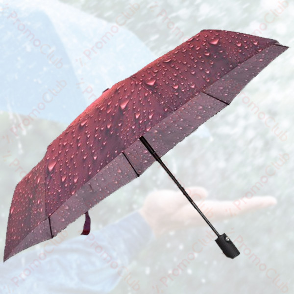 Ветроустойчив цветен дамски чадър с двупосочен автомат RAINDROP - RED 3907