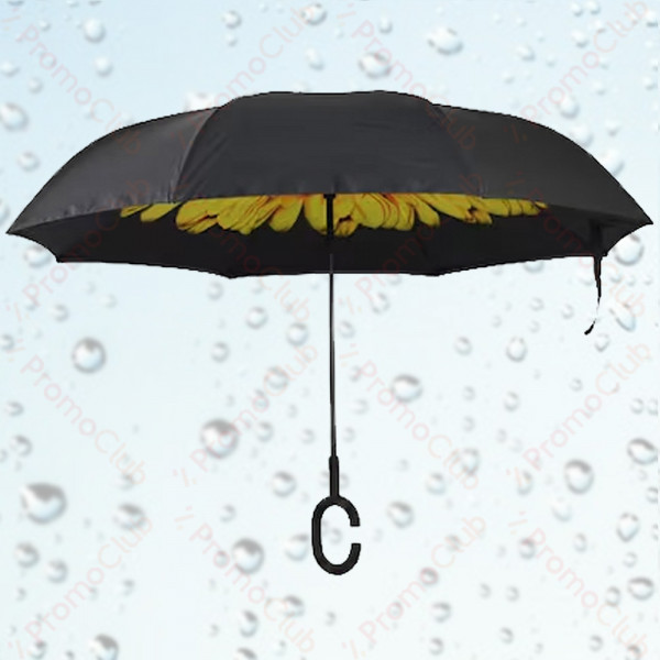 Ветроупорен затварящ се наобратно чадър COOLBRELLA - SUNFLOWER 41682 здрав и удобен