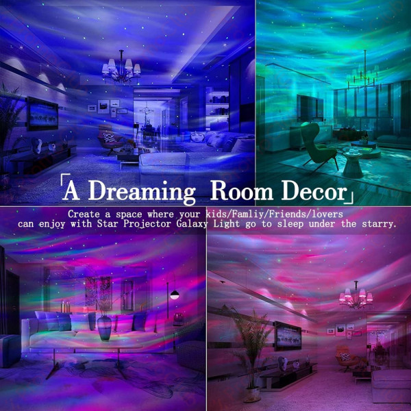 Музикален Bluetooth лазерен проектор МИДА звездно небе, северно сияние и луна  4 в 1, с дистанционно, таймер