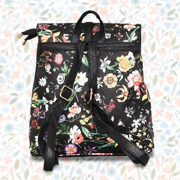 Страхотна красива и елегантна дамска раница от ЕКО кожа FLORAL - WHITE В8621