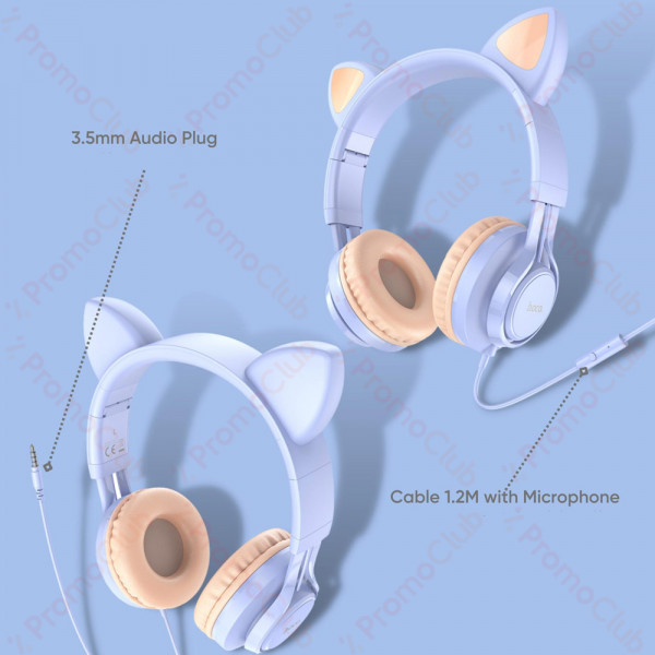 Сладурски слушалки котенце 😻 HOCO W36 - LAVENDER