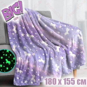 ГОЛЯМО магическо детско одеяло, светещо в тъмното NIGHT SKY PURPLE - цвят...