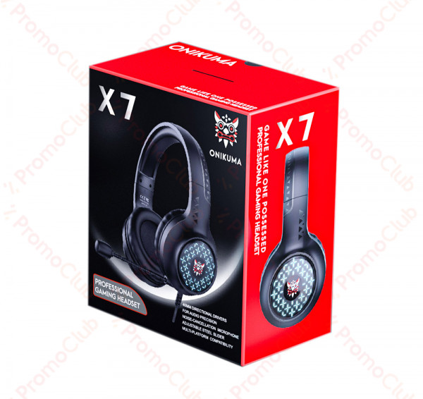 Слушалки Onikuma X7, За компютър, Микрофон, Подсветка, 3.5mm, USB, Черен - 20672