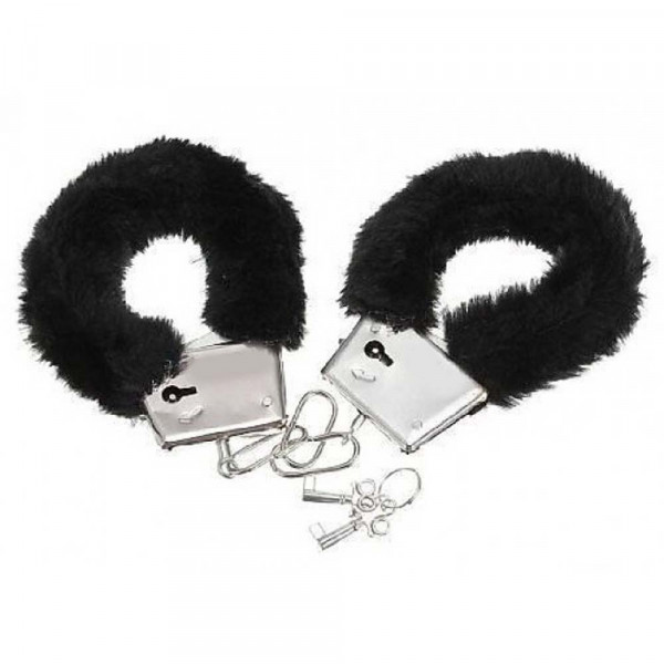 Любовни пухени белезници за крака с 2 ключа - черни
