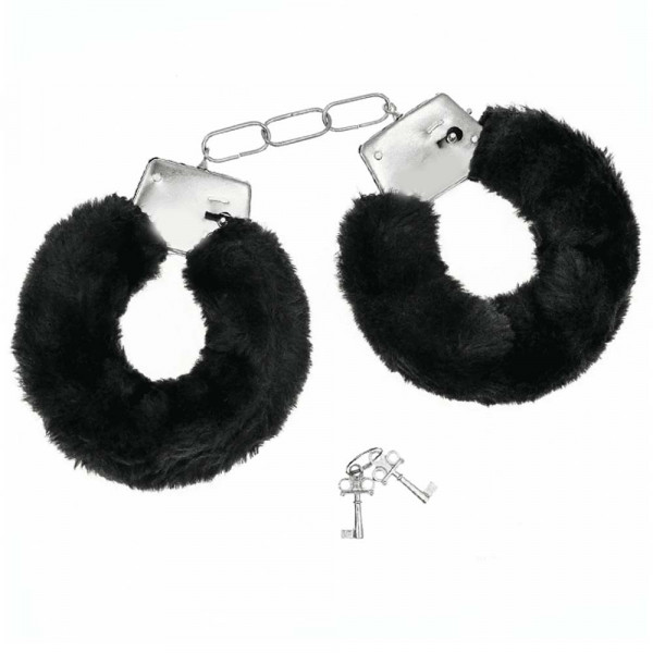 Любовни пухени белезници за крака с 2 ключа - черни