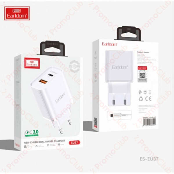 Earldom EU37 Зарядно с кабел Type-C към Lightning 1M