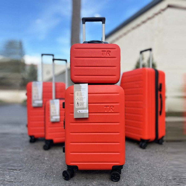 ПРОМО: Висок клас спинъри ТR ORANGE ABS,четири въртящи колелца, заключване с цифров шифър, комплект 5бр, куфари