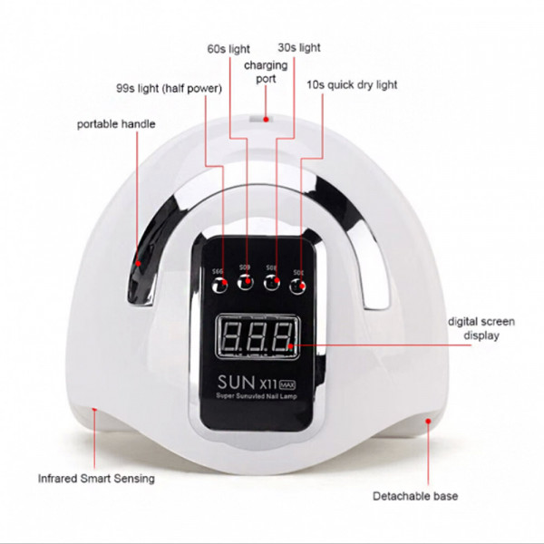 Професионална UV лампа за маникюр Sun X11 Max, Бяла, UV/LED, 220W