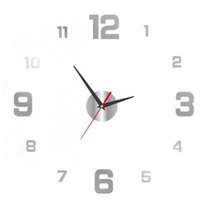 3D Стенен светещ модерен часовник, сребрист - SILVER, Home Decor Clock 3D, DC-163