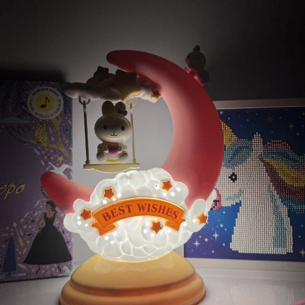 Вълшебна LED детска лампа BUNNY MOON LAMP - BEST WISHES GL1803, настолна, BF23