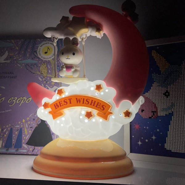 Вълшебна LED детска лампа BUNNY MOON LAMP - BEST WISHES GL1803, настолна, BF23