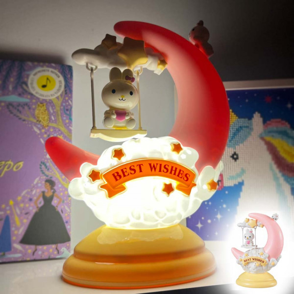 Вълшебна LED детска лампа BUNNY MOON LAMP - BEST WISHES GL1803, настолна, BF23