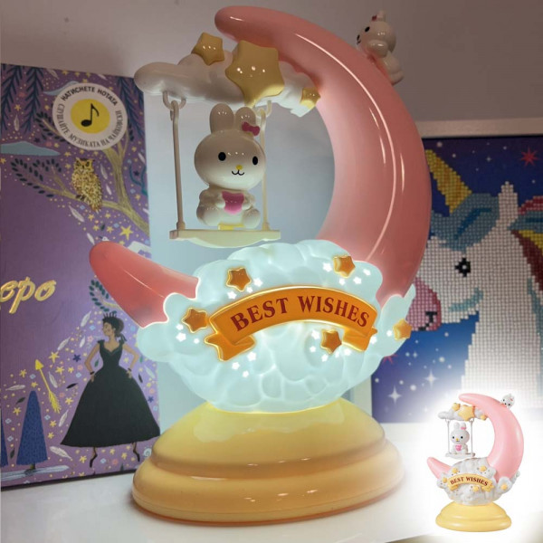 Вълшебна LED детска лампа BUNNY MOON LAMP - BEST WISHES GL1803, настолна, BF23