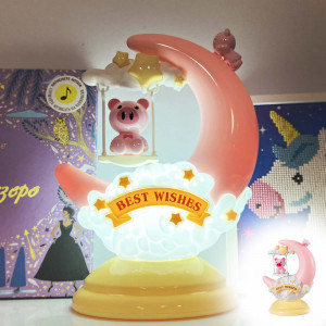 Вълшебна LED детска лампа PIG MOON LAMP - BEST WISHES GL1803, настолна,...