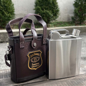Стилна метална манерка с удобен калъф Jack Daniel's FH-101, YH-53oz