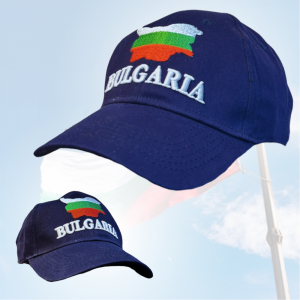 Спортна шапка с козирка с карта и надпис BULGARIA - т.синя, унисекс