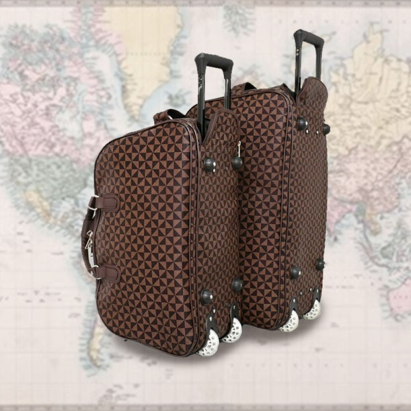 Луксозни пътни чанти с колелца от еко кожа - Travel BROWN 2446