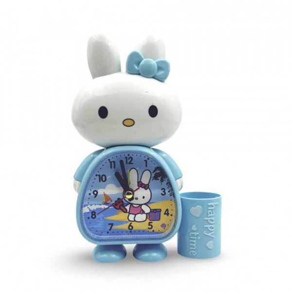 Настолен часовник с будилник и поставка за моливи Vogue Clock Blue за деца HY2068-3