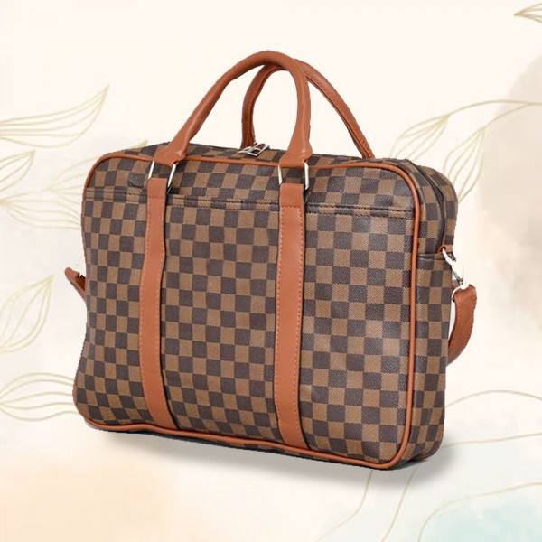 Елегантна бизнес чанта от еко кожа за документи и лаптоп WORKLADY - BROWN В987