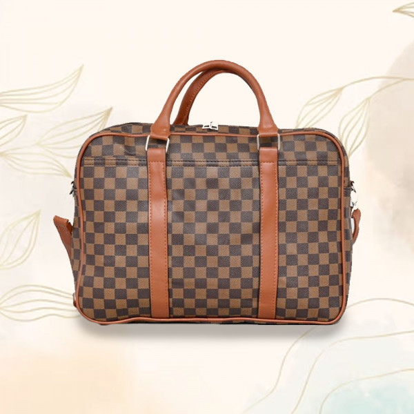 Елегантна бизнес чанта от еко кожа за документи и лаптоп WORKLADY - BROWN В987