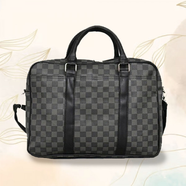 Елегантна бизнес чанта от еко кожа за документи и лаптоп WORKLADY - BLACK В987